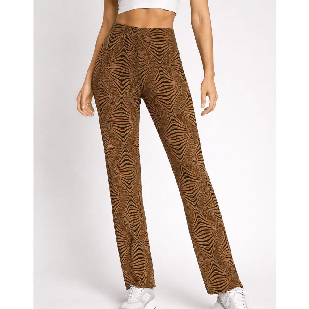 MANGO Women's Animal Print Fluid Trouser XS